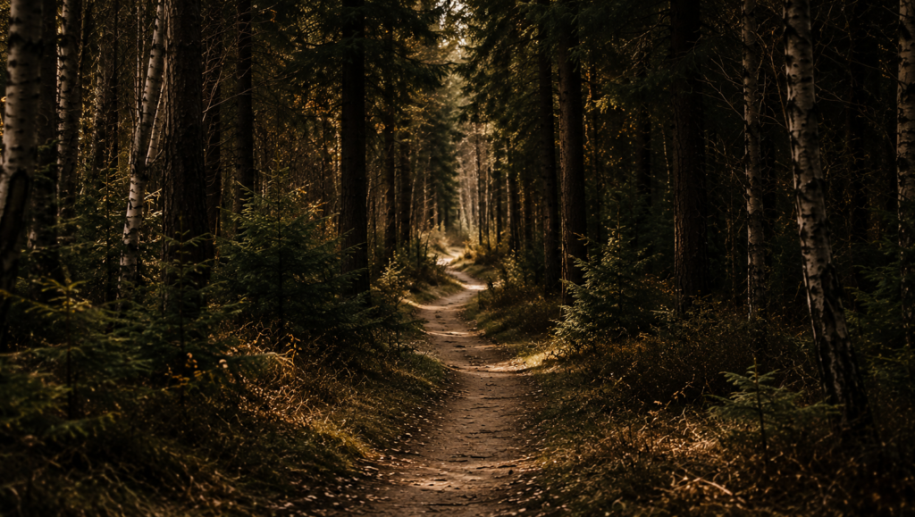 aQuiet forest path, a reflective setting for a tarot reading
