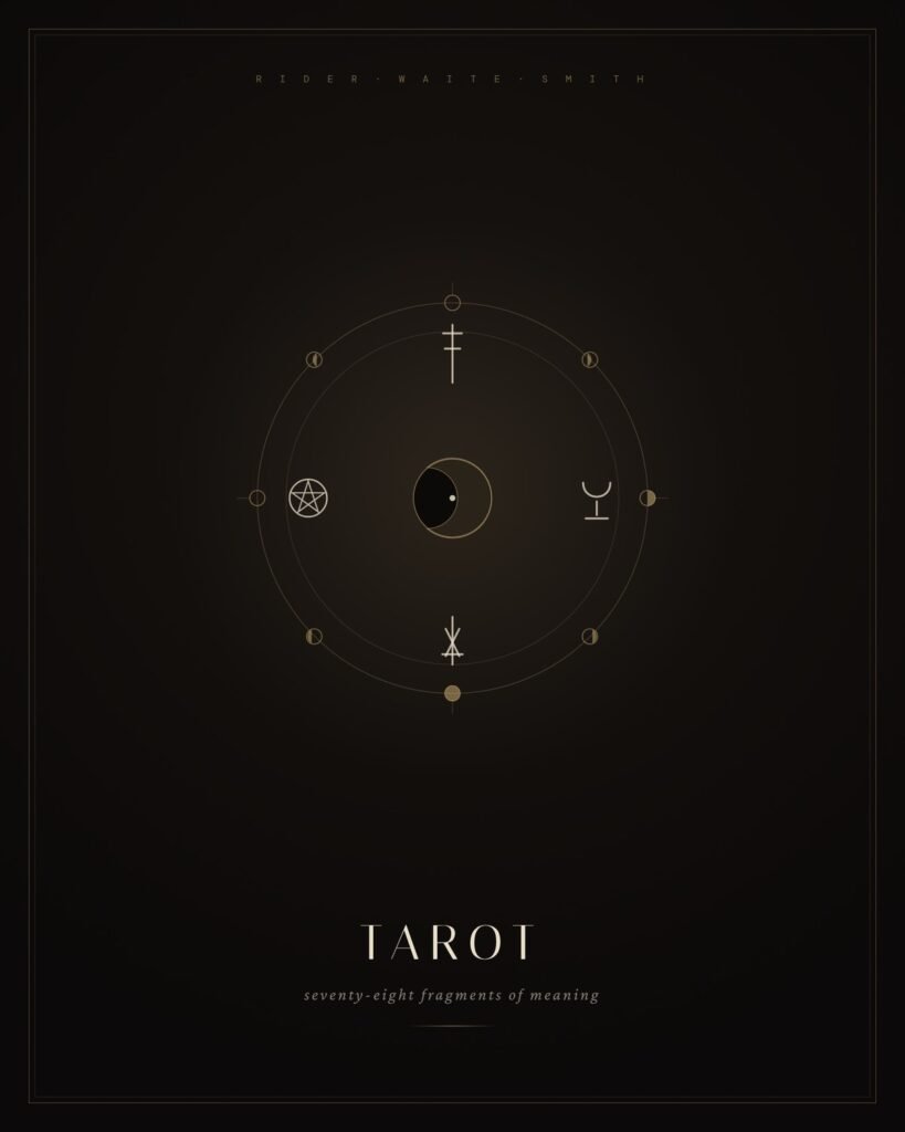 Beginner Tarot Cheat Sheets cover art — dark celestial design with moon phases and Rider-Waite suit symbols